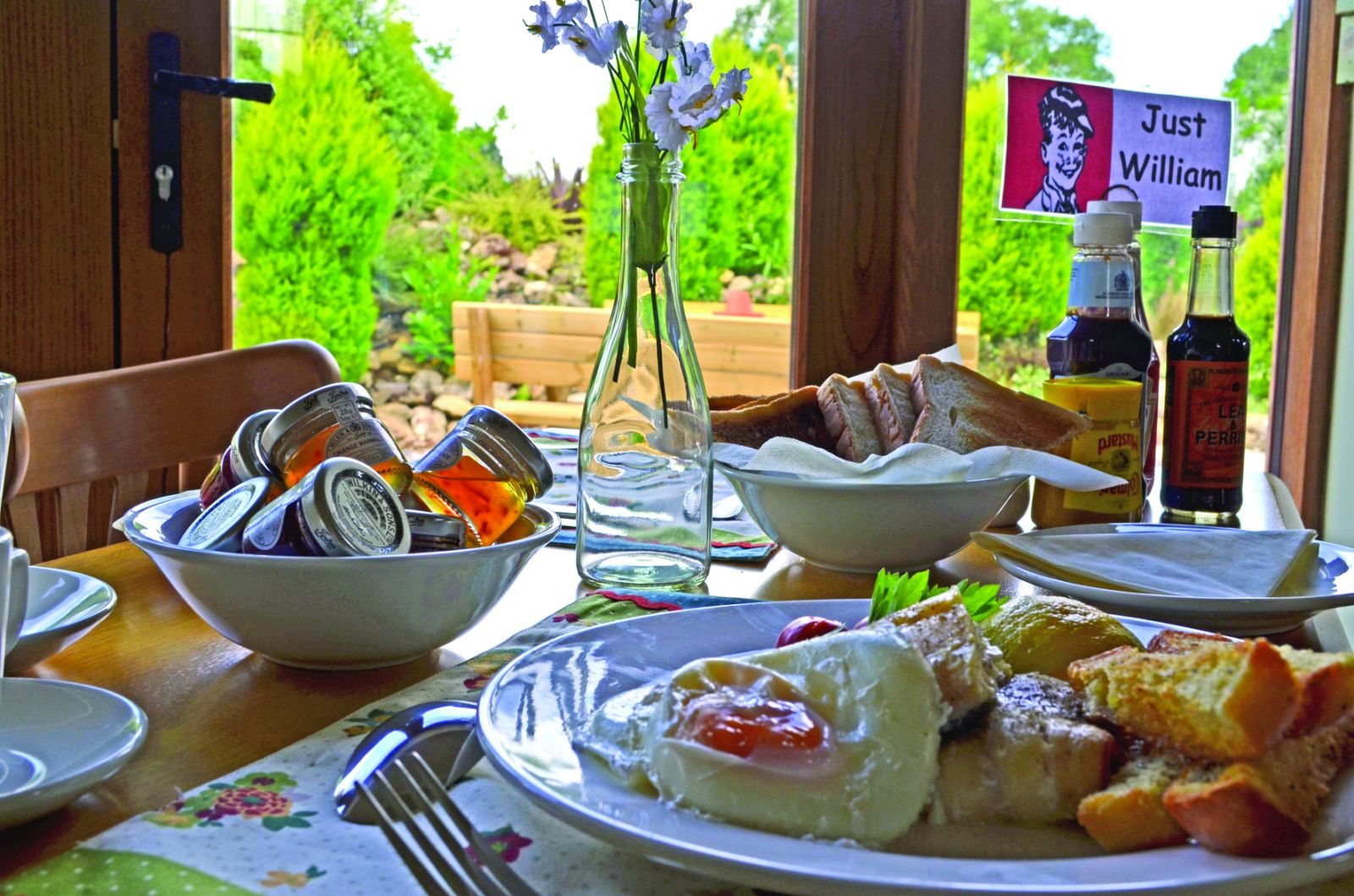 A full breakfast served in the Tuck Barn