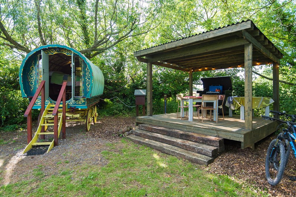 The gypsy bow top wagon and covered seating area